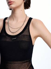 LYSMO Women's Solid Color Sheer Casual Camisole Knit Top