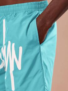 SUMWON High Performance Athletic Boardshorts Surf Swimming Trunks Moisture Wicking Summer Beach Pool Workout Training Sport Shorts With Signature Logo - Baby Blue - View 6