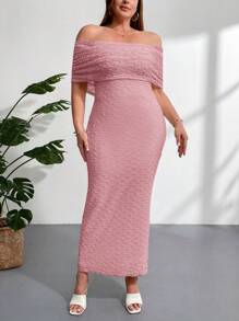 Firerie Plus Size Solid Color Fashion Dress, Suitable For Summer - Pink - View 4