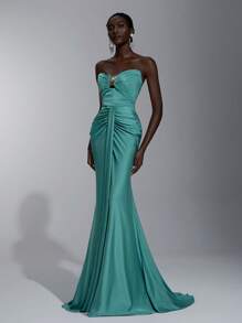 Elitara 优雅装饰紧身胸衣褶皱弹力针织泳衣搭配鱼尾裙，适合婚礼、派对、度假、庆典、正式场合（大量装饰）、派对礼服、长袍、晚会、婚礼宾客