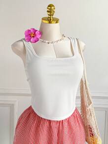 Comfortcana 2 件大码休闲家居服雪纺格子短裤套装