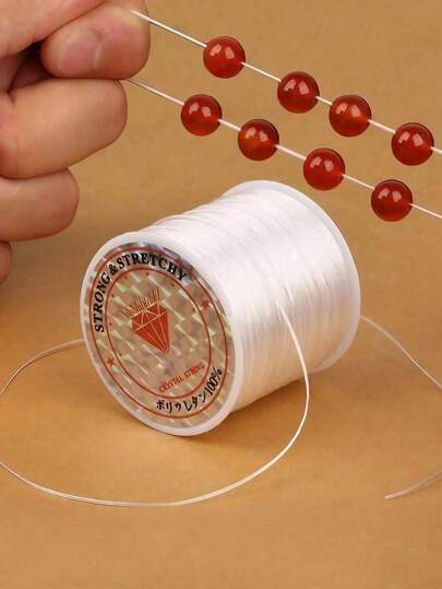 1PC Clear Elastic Spool –Strong & Stretchy Cord For Beading & DIY Jewellery Making – Thread Beads, Crystals Or Clay Onto This Nylon String To Create A Bracelet Necklace Anklet Ring, Sewing, Craft Supplies, Craft, Sewing Supplies, Sewing Accessories,Fall Decor