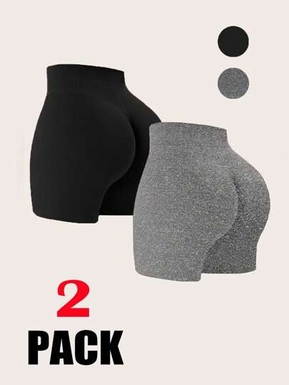 SHEIN Essnce Plus Size Women's Spring And Summer Fashion Leisure Sports Comfortable High Elastic Basic Versatile Daily Motorcycle Shorts Leggings 2 Packs, Minimalist Style,Y2k Clothes,Street Wear,Mini Shorts,Summer Bottoms,Micro Shorts,Cycling Shorts,European Summer,Biker Shorts