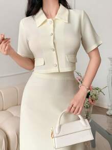 DAZY 女士日常两件套服装 - 米色 - 查看 5