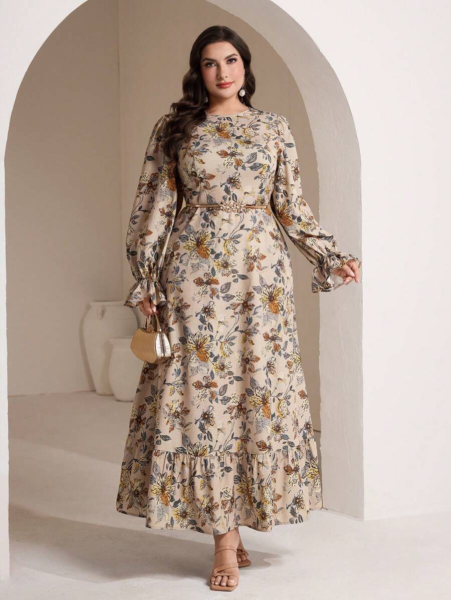 Veilorie Plus Size Women Arab Style Dress, Fashion Suitable For Summer Fall