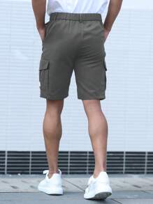 Manfinity Homme 男士休闲宽松工装短裤，运动百慕大短裤 - 深灰色 - 查看 2
