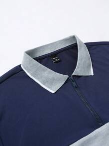 Manfinity Homme Men's Letter Print Color Block Short Sleeve Casual Commuting Polo Shirt - Multicolor - View 3