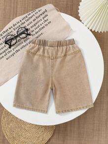 1 szt. Młodzieżowe chłopięce, uniwersalne, sprane, niebieskie, dżinsowe spodenki