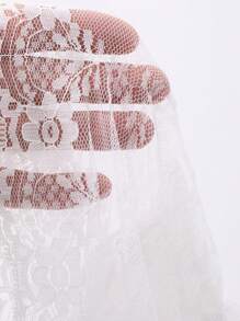 DAZY 女式蕾丝网带装饰迷你裙，荷叶边 - 白色 - 查看 16