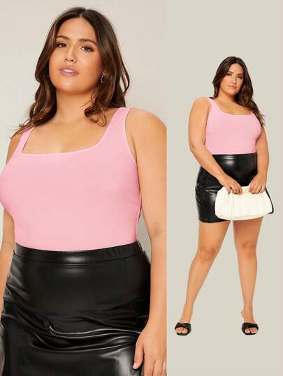 SHEIN BASICS 夏季大码纯色休闲百搭背心