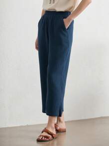 EMERY ROSE Pantaloni lunghi di colore unito alla moda da donna, adatti per l'estate