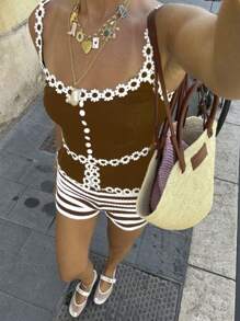 Siren Gaze Women's Casual Striped Slim Fit Shorts, Summer Women Summer Outfits,Micro Shorts Brown