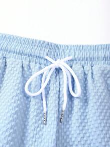 Manfinity KASUA Manfinity Swimmode Men's Color Block Short Sleeve Shirt And Shorts Set Men Swim Trunks Textured Fabric Men Swim Trunks Men's Summer Casual Solid Color Textured Shirt & Shorts Set Men Swim Trunks Men Swim Trunks