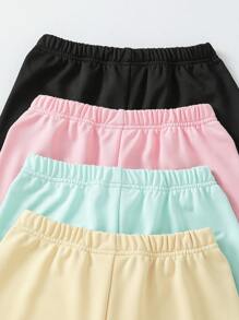 SHEIN Conjunto de shorts informales de estilo callejero y de universidad con colores contrastantes para niñas preadolescentes