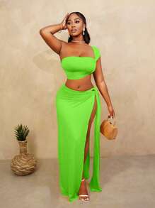 BamGleam Women Two Pieces Outfits For Daily Wear - Green - View 1