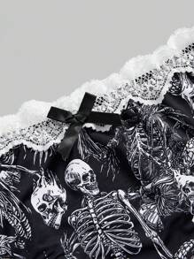 ROMWE Gothic Black Skull, Snake, Bat Full Print Triangle Briefs - Black - View 4