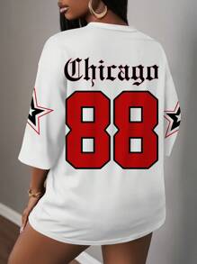 Slaydiva Casual Minimalist Letter & Number Graphic 14 Women T-Shirt, Suitable For Summer
