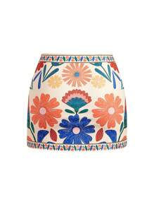 Sweetra Women Retro Plaid Blue One-Piece Swimsuit, Mini Holiday Skirt Style For Summer Beach Vacation - Multicolor - View 6