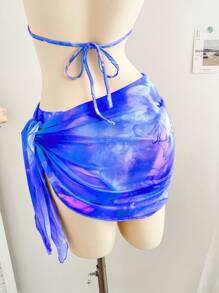 Soleia 3 件套女士扎染花卉印花裹身比基尼套装，适合度假 - 彩色 - 查看 6