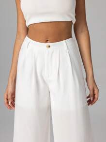 Firerie Damen elegante pendler- und Lässig-Hose mit hoher Taille und weitem Bein, weiß - Weiss - Übersicht 7