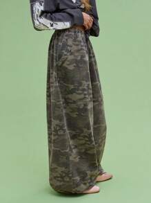 COUREZ Pantalones holgados tipo globo de camuflaje unisex para hombres y mujeres, estilo vintage Y2K 100% algodón
