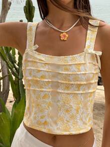 Jouncy 112 Yellow Lace Camisole, Fashionable For Summer - Yellow - View 5