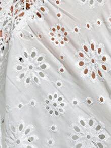 SHEIN 孕妇露肩镂空刺绣长裙 - 白色 - 查看 7