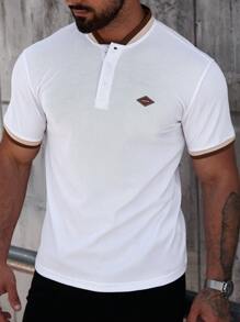 Manfinity CasualCool Camisa polo de manga corta casual y de uso diario con decoración de remaches para hombre