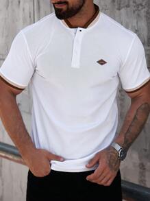 Manfinity CasualCool Camisa polo de manga corta casual y de uso diario con decoración de remaches para hombre