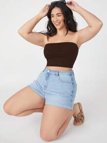 SHEIN BASICS Plus Size Women Plain Color Casual Top, Suitable For Summer - Multicolor - View 5