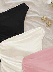 SHEIN Tall CURVE Plus Size Women's Solid Color Fashionable Tops, Suitable For Summer - Multicolor - View 3