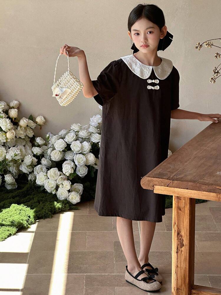 Girls Collared Short Sleeve Dress, Summer,Back To School Clothes