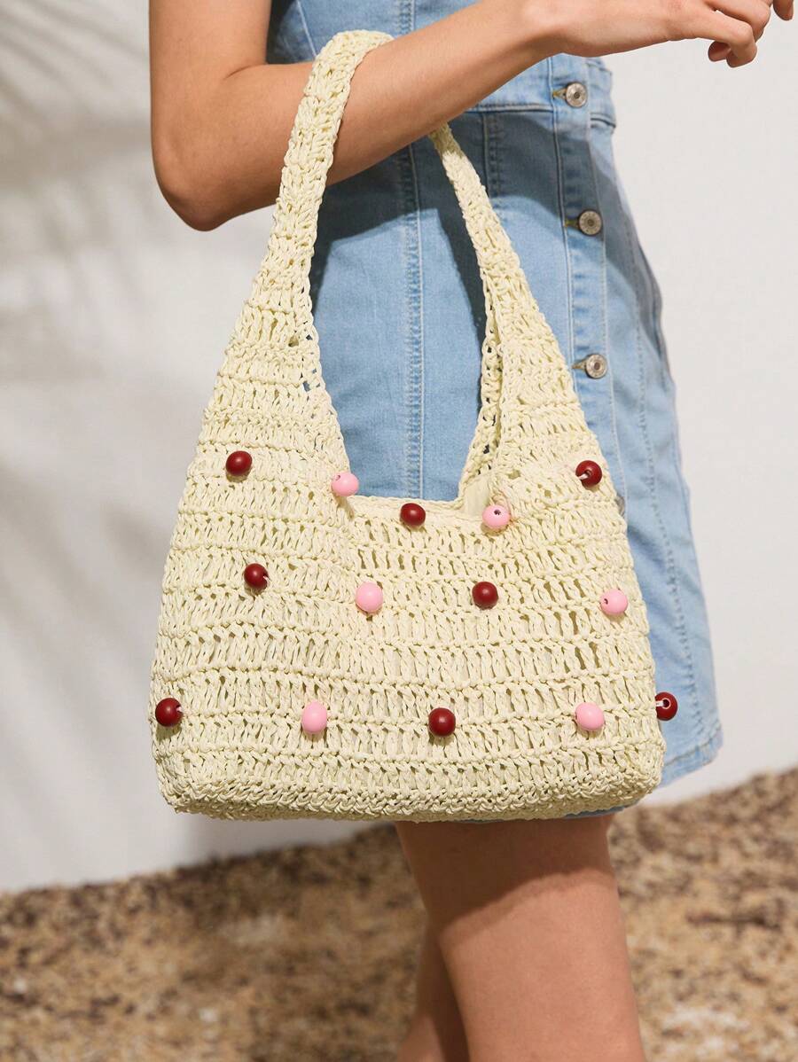 SHECARRY 女士休闲度假百搭串珠可爱单肩包 - 彩色 - 查看 1