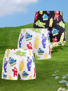 Teletubbies X SHEIN Young Boy Comfortable Cute Cartoon Pattern Underwear - Black and White - View 2