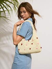 SHECARRY 女士休闲度假百搭串珠可爱单肩包 - 彩色 - 查看 7