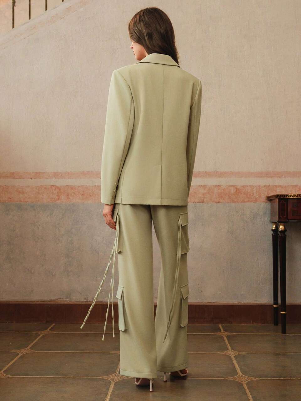 Women's 3 PiecesSuit Set: Jacket, Cargo Pants And Camisole, Fashion Leisure Vacation Outfit, Summer