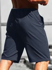 Manfinity Homme Men Casual Straight-Leg Versatile Fashion New Style Bermuda Shorts - Navy Blue - View 2