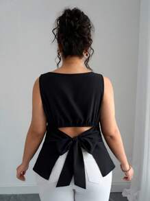 Elenzga Camisa sin mangas con espalda descubierta para mujer de talla grande, de moda para el verano
