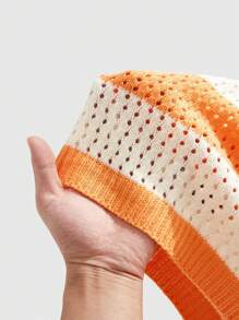 ROMWE MEN Prep Men's Striped Jacquard Knit Polo Shirt - Orange - View 6