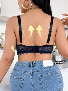 Elegant Lace Plus Size Women Lingerie - Blue - View 2