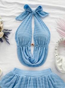 Soleia Women Two Pieces Outfits For Daily Wear - Blue - View 4