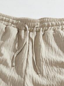 Manfinity RelaxMax Men's Summer Casual Solid Color Drawstring Waist Shorts