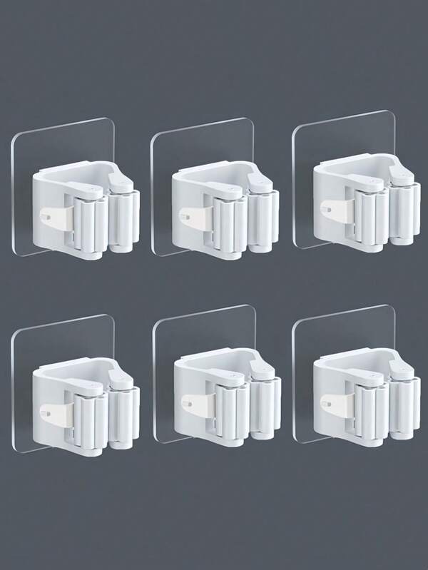 1/3/6/9 رف جداري لحامل الممسحة بتخزين، منظم للحمام بدون حاجة لثقب، رف مثبت بدون حفر ذو قدرة تحمل عالية لوضع الممسحات، خطاطيف جدارية، رف تخزين للحمام