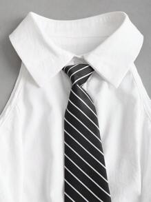 Sweetra American Style Solid Color Tank Top, Cropped Fitted Zip Up Collared Formal Shirt For Women - White - View 3