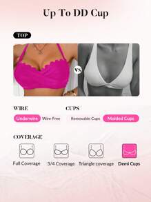 Swim DD+ Women's Summer Vacation Beach Shell Accent Halter Bikini Top - Hot Pink - View 7