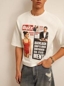 SWAVVY Men's Retro Distressed Boxy Vintage T-Shirt In White, For Casual Everyday Wear, Summer