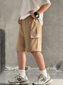 SHEIN 3 Pc Tween Boy Loose Casual Woven Net Color Casual Simple Basic Versatile Solid Color Sports Workwear Shorts Multi-Color Multi Piece Set, Buy One And Get Two Free, Get Three Suitable For Spring And Summer Seasons, School, Campus, College