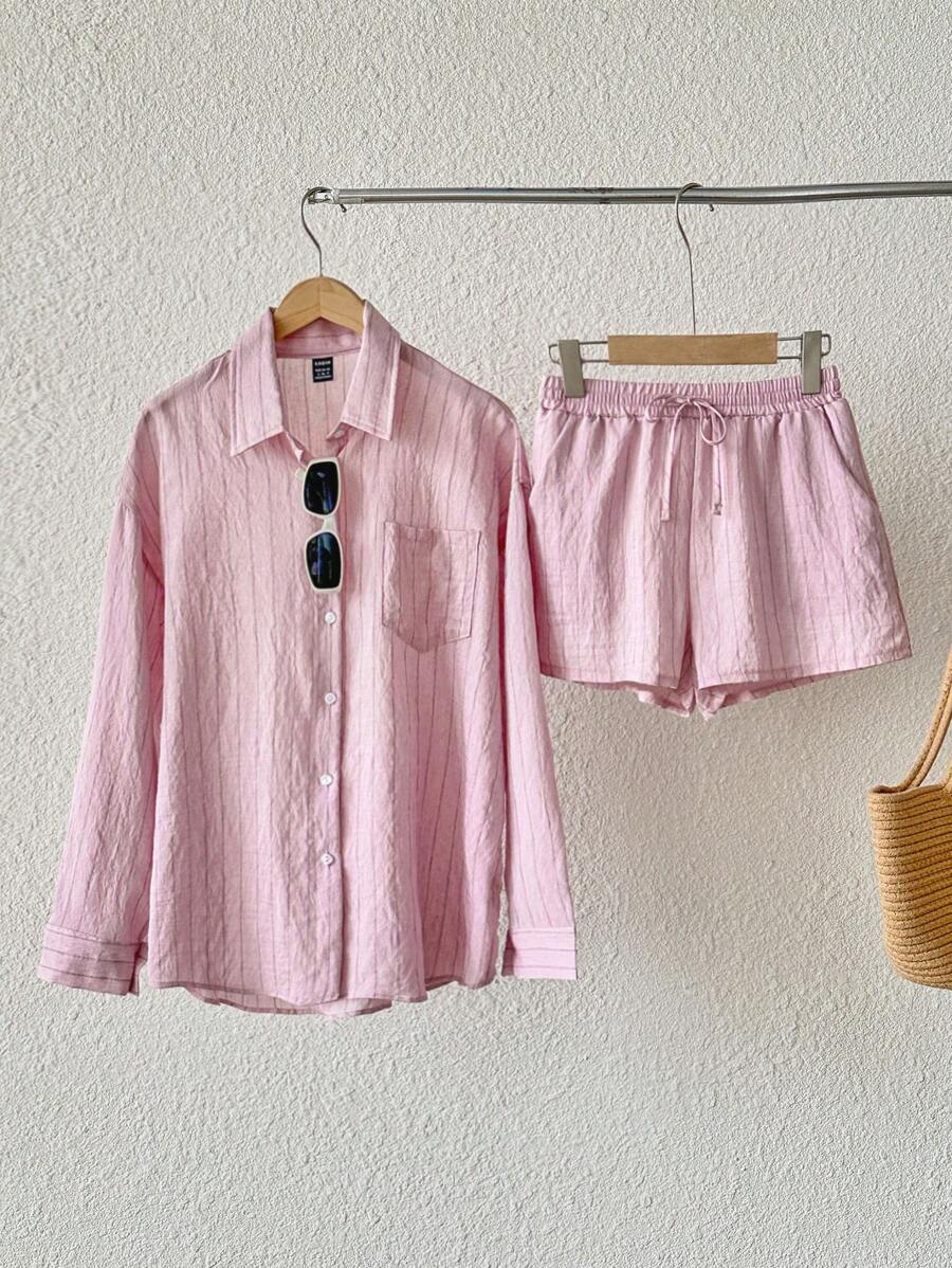 Sunnyshic Women Two Pieces Outfits For Daily Wear Fall Cloth For Women - Pink - View 1