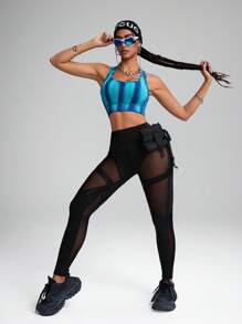 Innovista Sujetador deportivo sin costuras, sostén activo de gimnasio de gran estiramiento, transpirable y con soporte moldeador, top tipo chaleco, top corto, camisetas sin mangas, sin cables, tela transpirable, de secado rápido, suave como la mantequilla, compresión y cómodo, con corte de malla y calado, azul, tie-dye, aurora, degradado, para levantamiento de pesas, entrenamiento de fuerza física, mancuernas, exterior, ciclismo, motociclismo, correr, ejercicios aeróbicos y cardio, yoga y pilates, boxeo, senderismo y trekking, tenis y golf, equipo de entrenamiento de máquinas y aparatos, ropa de entrenamiento y chándal, athleisure urbano, ícono de moda, impresionante y elegante, brilla y siente para festival de música y fiesta, ropa deportiva sexy y de calle, ropa esencial para el día a día, activewear de , motivación de verano