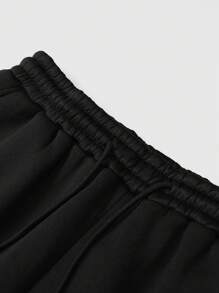 Manfinity Homme Men's Black Flannelette Hoodie Co-Ord Set: Casual Long Sleeve Hooded Top And Regular Length Joggers With Pockets
